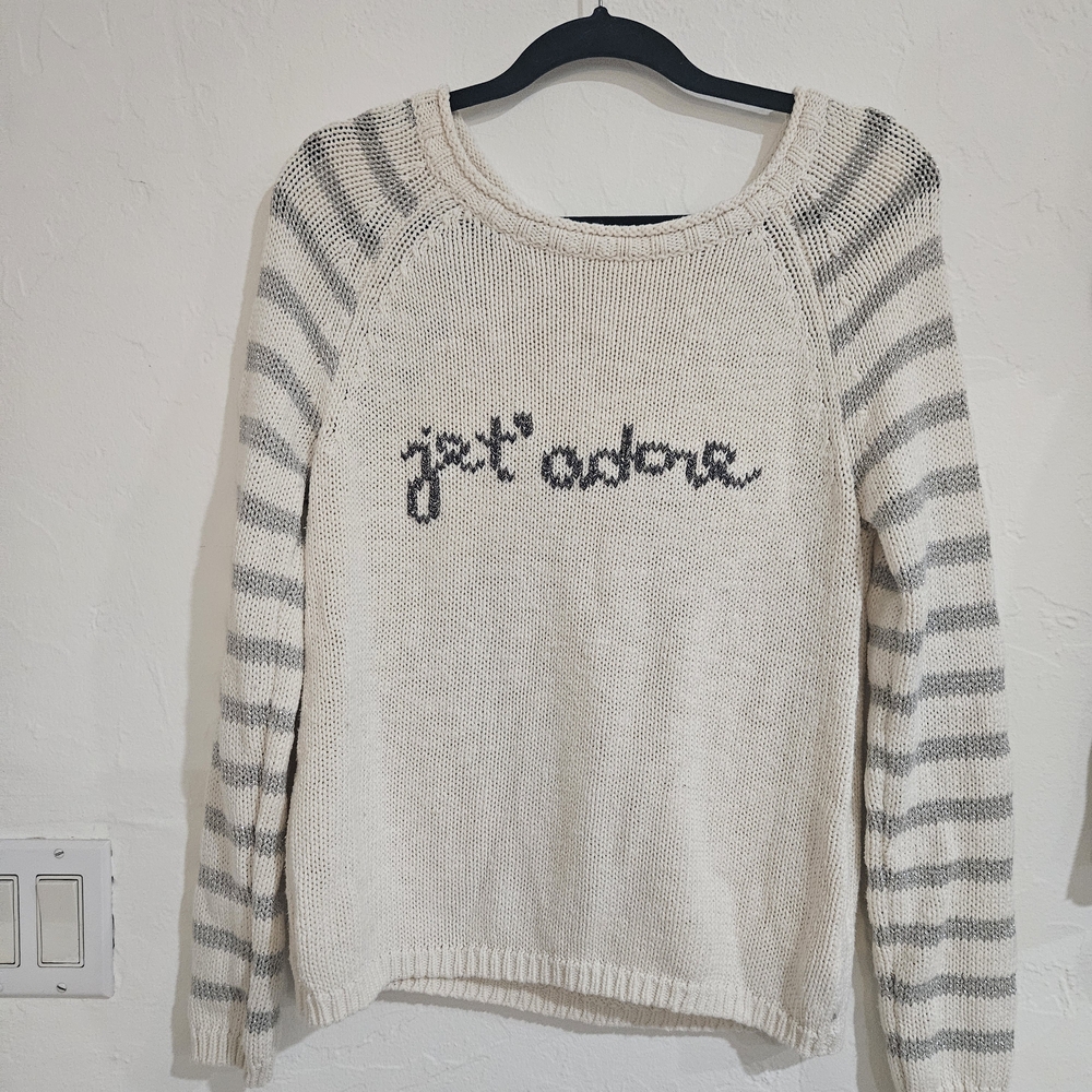 Moth Cream and Gray Striped Sweater